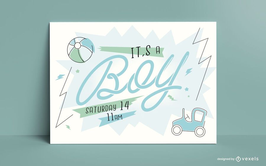 Tarjeta de Revelación de Baby Gender Boy Tarjeta de Revelación de Baby Gender Boy