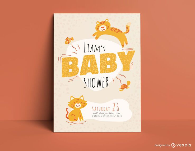 Plantilla de tarjeta de fiesta de baby shower Plantilla de tarjeta de fiesta de baby shower