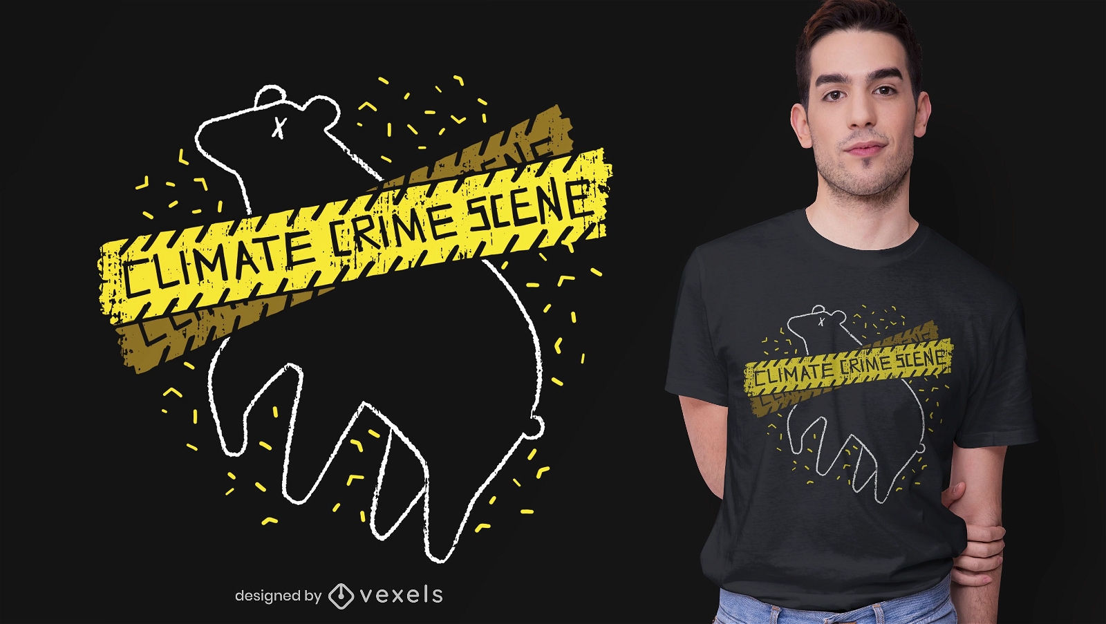 Design de camiseta para cena de crime climático