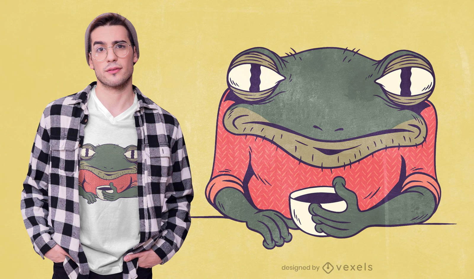Tired frog coffee t-shirt design
