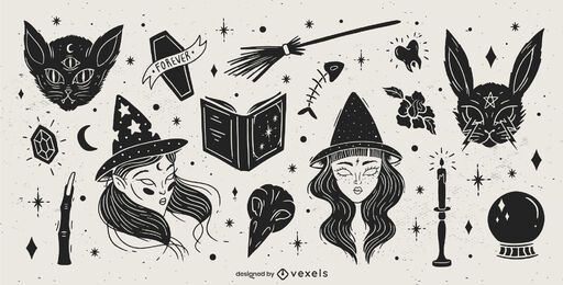 Black Halloween Elements Design pack