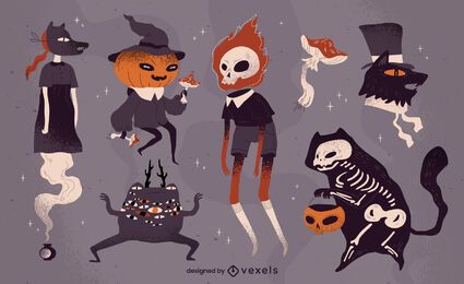 Gruseliger Halloween-Zeichensatz