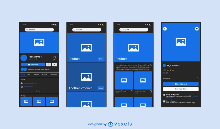Facebook Market Dark Interface Set Facebook Market Dark Interface Set