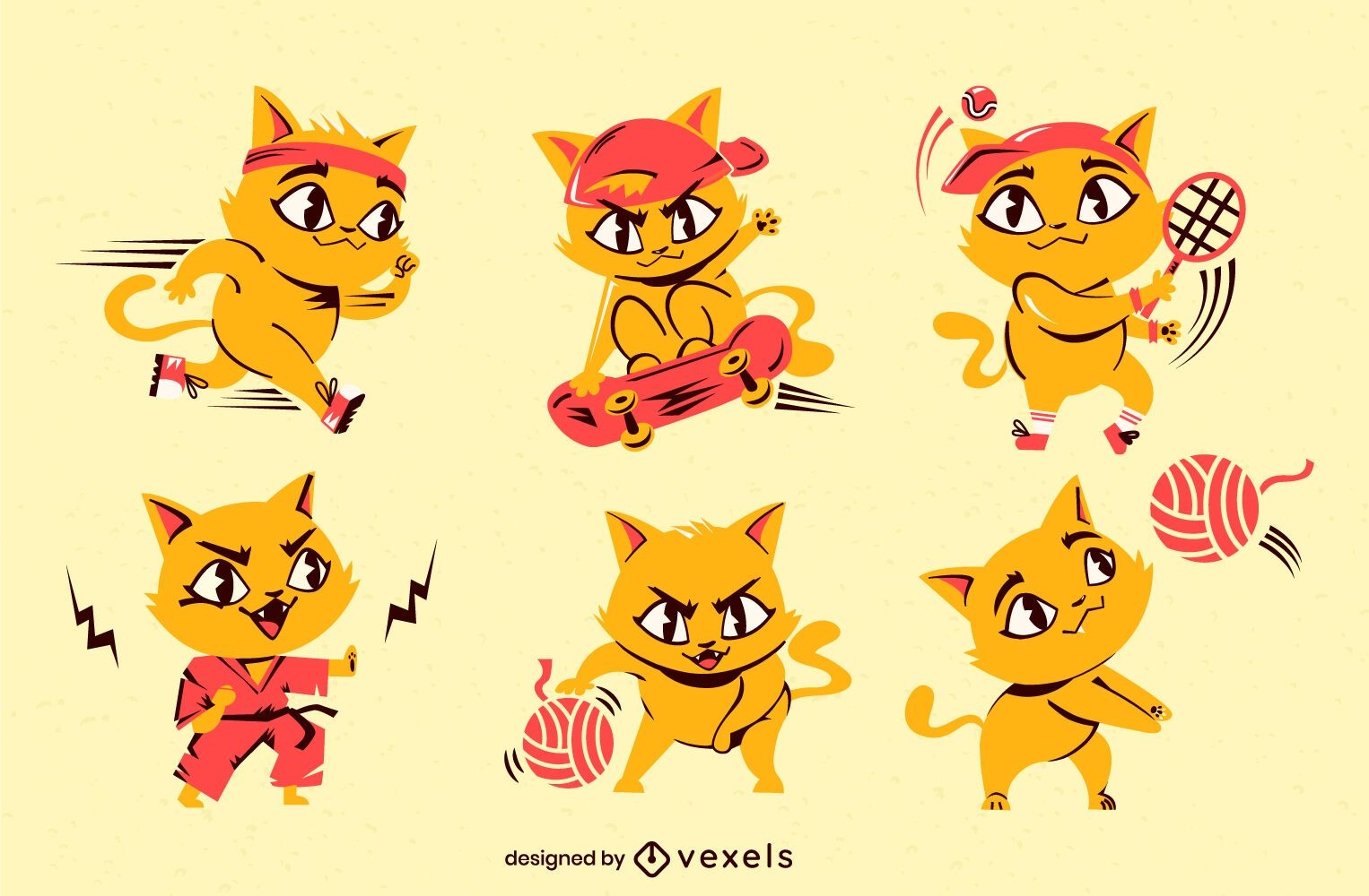 Sports cat character set