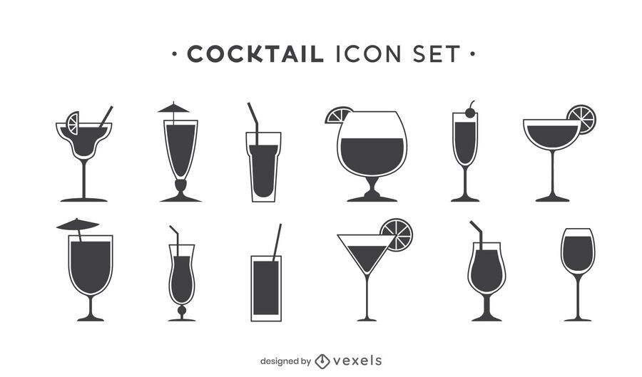 Cocktail Icon Set Vector Download
