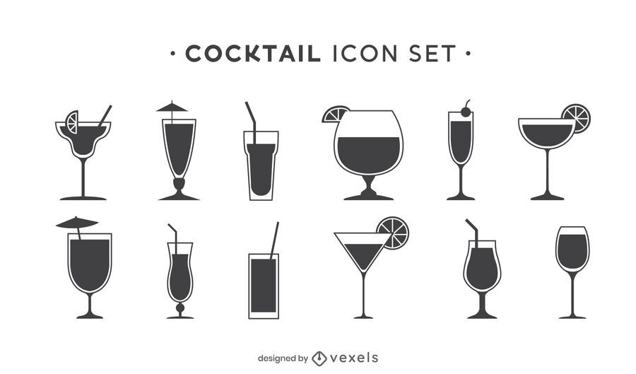 Conjunto de iconos de cóctel Conjunto de iconos de cóctel