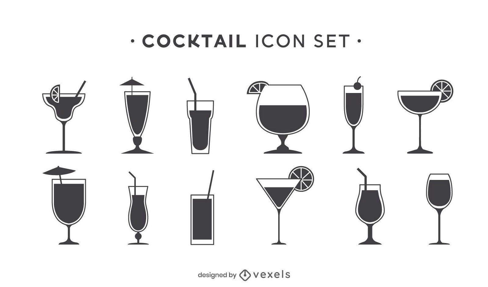 Cocktail icon set