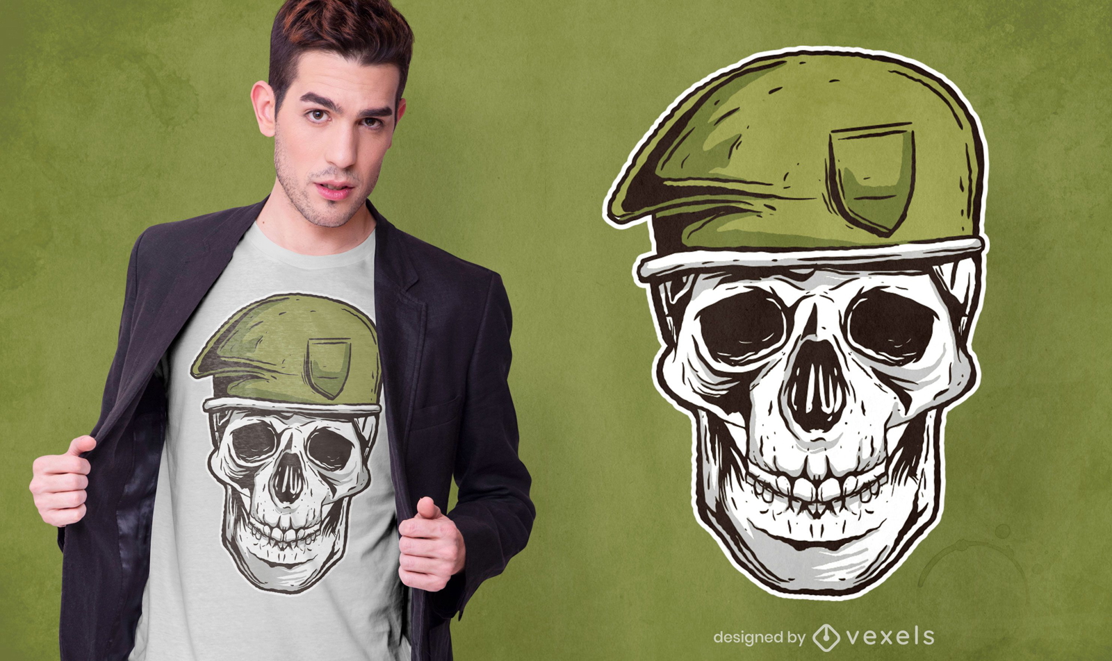 Design de camiseta militar com caveira