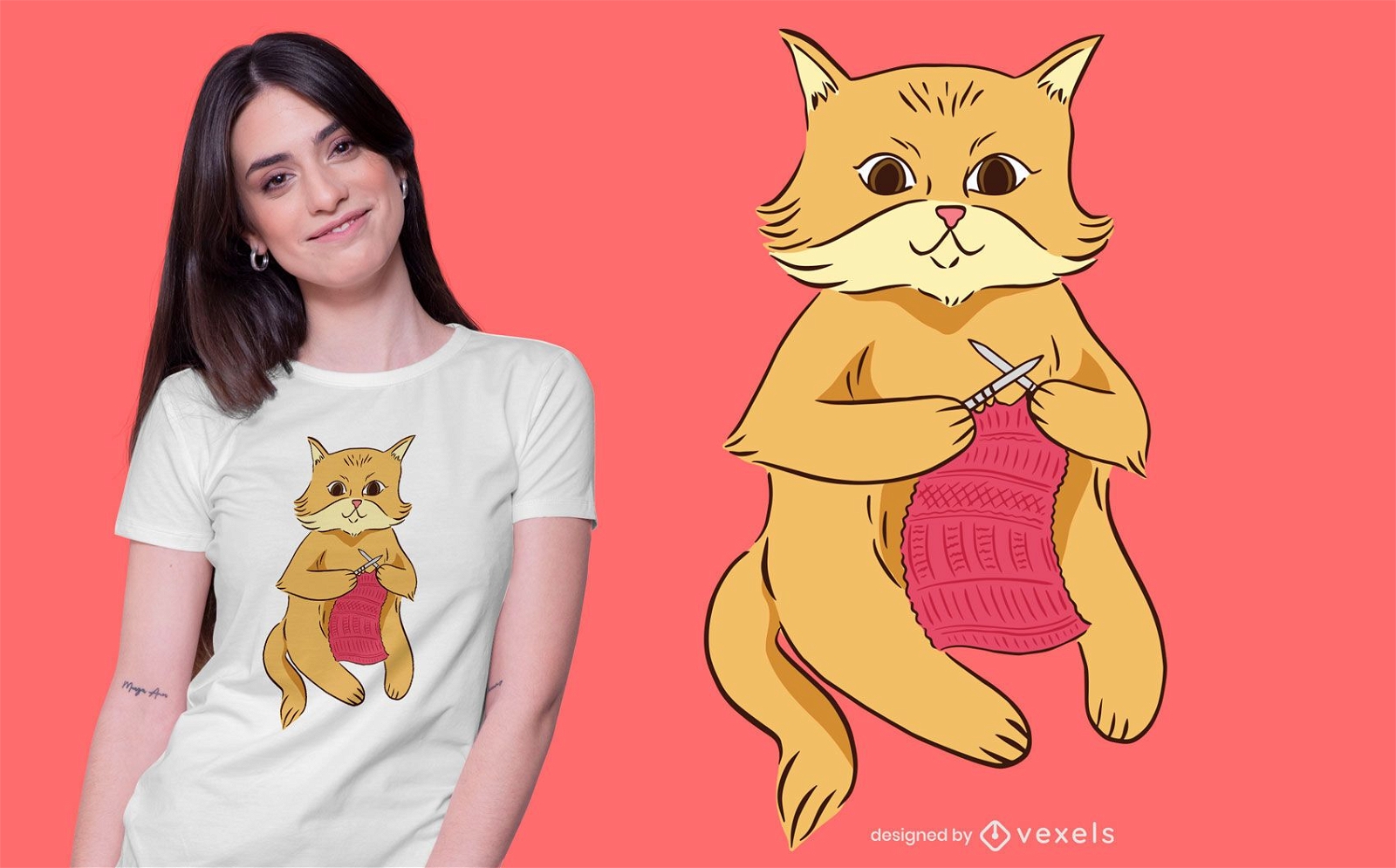Design de t-shirt de gato de tric?