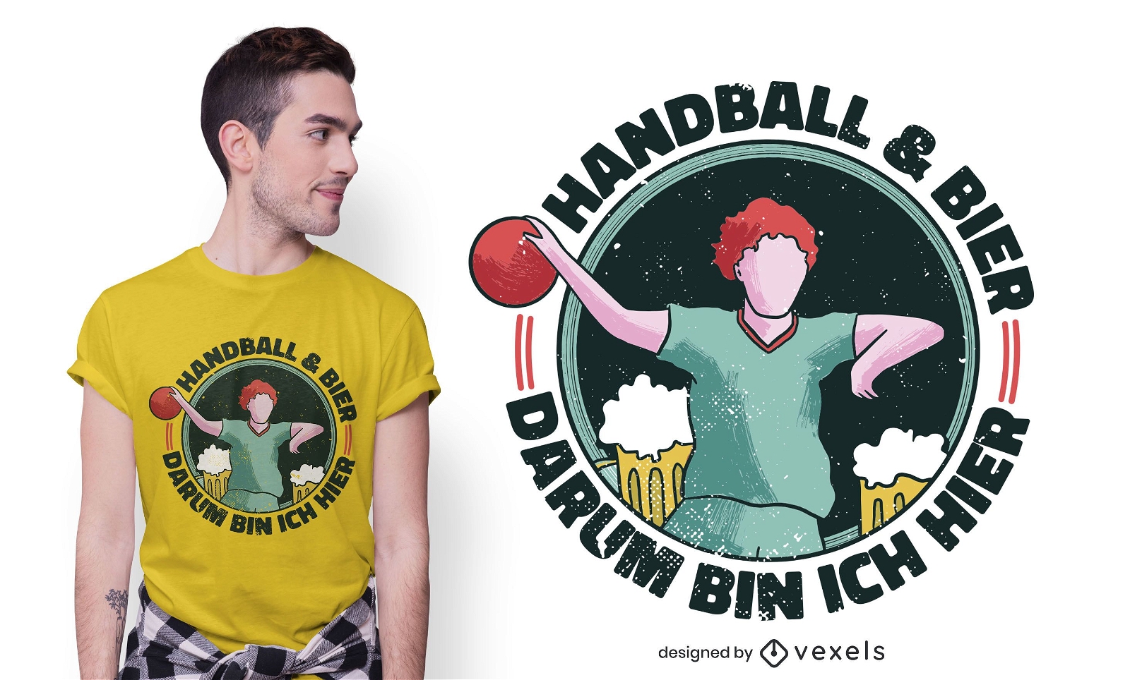 Dise?o de camiseta de balonmano cerveza.