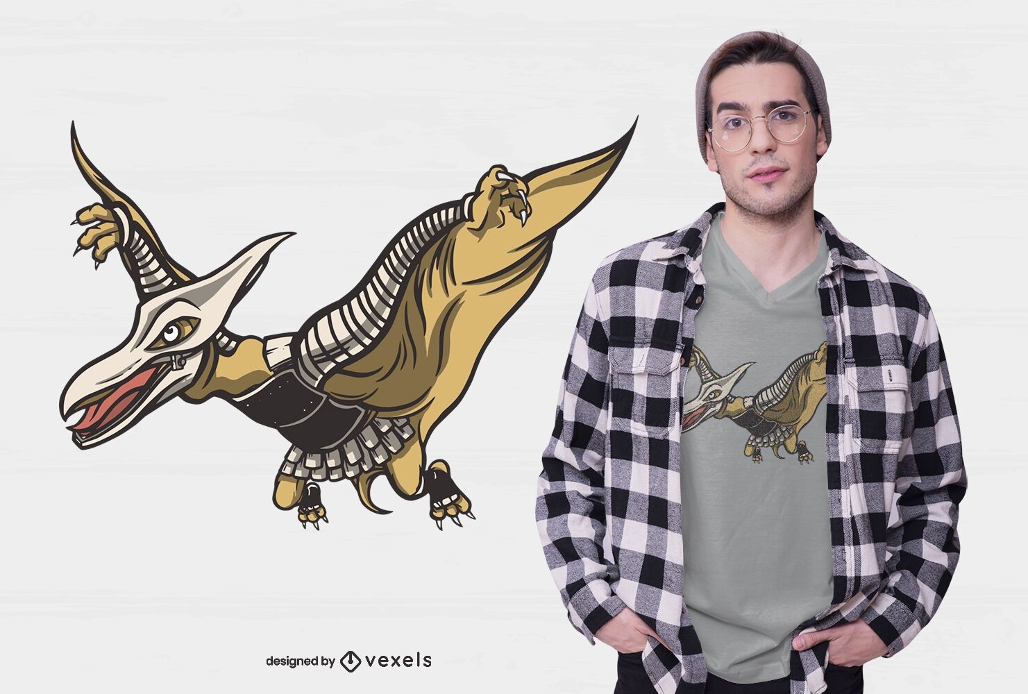 Gepanzertes Pterodactyl T-Shirt Design