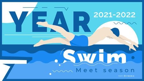 Banner de ilustración de nadador de temporada de natación