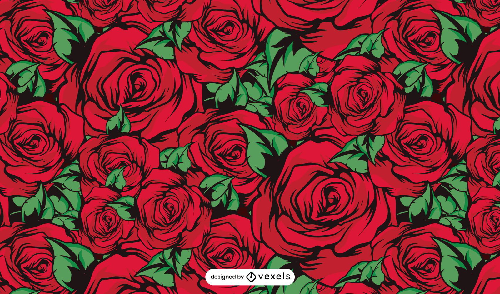 Desenho de padrão de rosas vermelhas