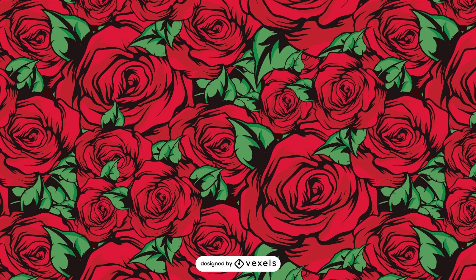 Diseño de patrón de rosas rojas