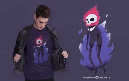 Halloween flaming skull t-shirt design