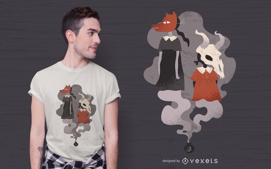 Creepy halloween girls t-shirt design Creepy halloween girls t-shirt design
