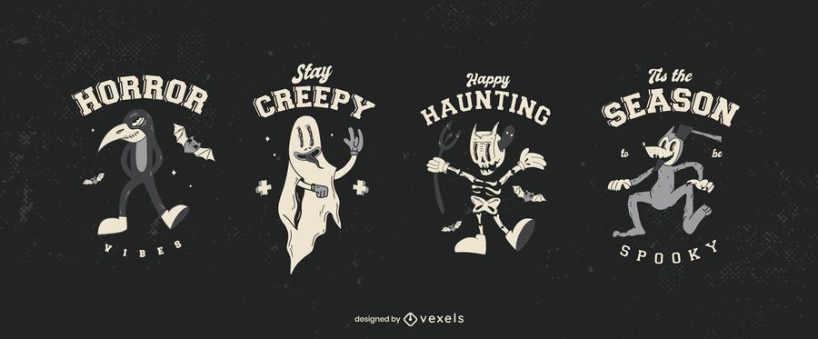 Conjunto de placa de halloween vintage Conjunto de placa de halloween vintage