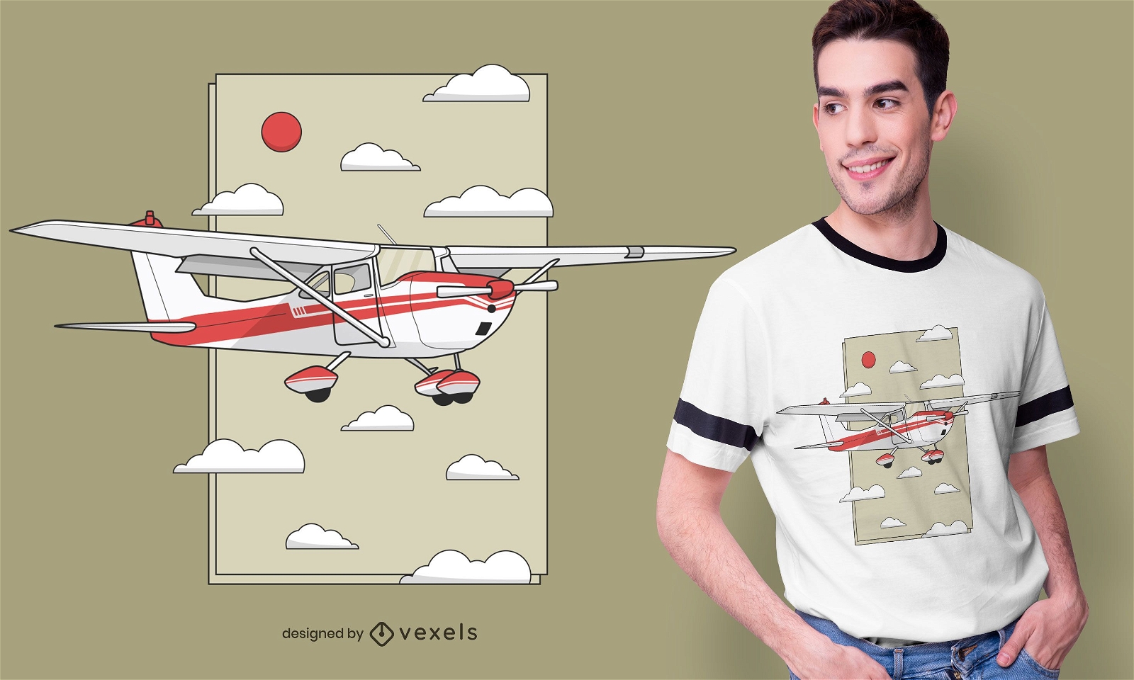 Fliegendes Flugzeug T-Shirt Design
