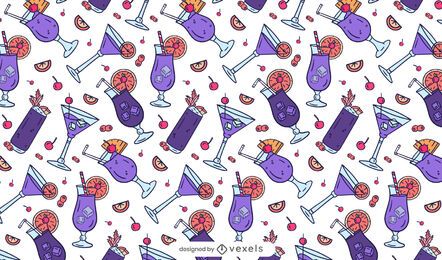Diseño de patrón de cócteles morados