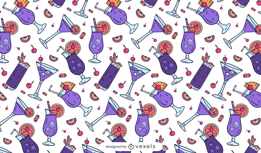 Purple cocktails pattern design Purple cocktails pattern design