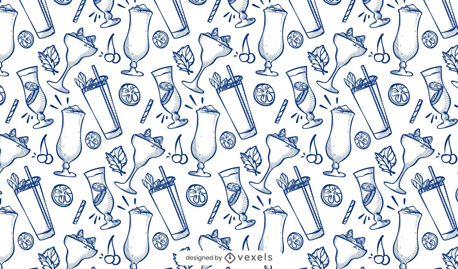 Cocktail doodle pattern design