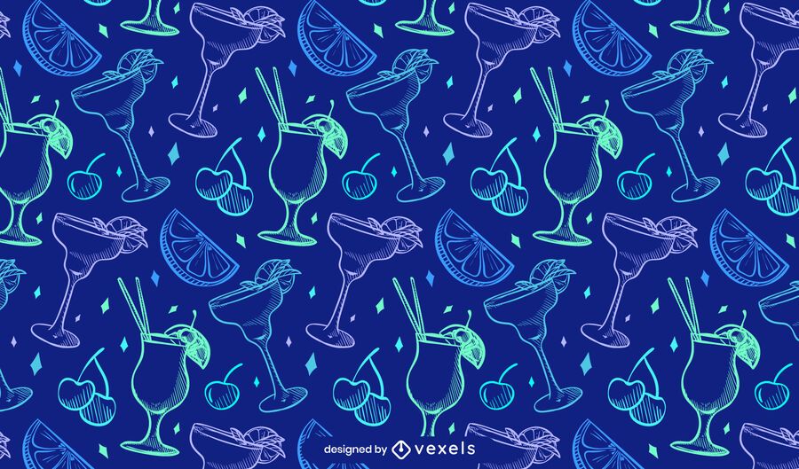 Neon cocktails pattern design Neon cocktails pattern design