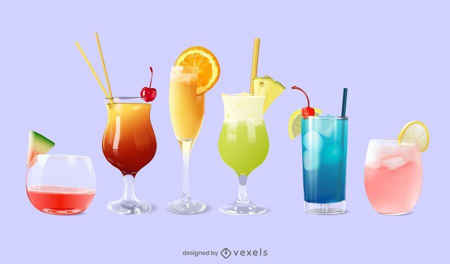 Cocktail realistic set Cocktail realistic set