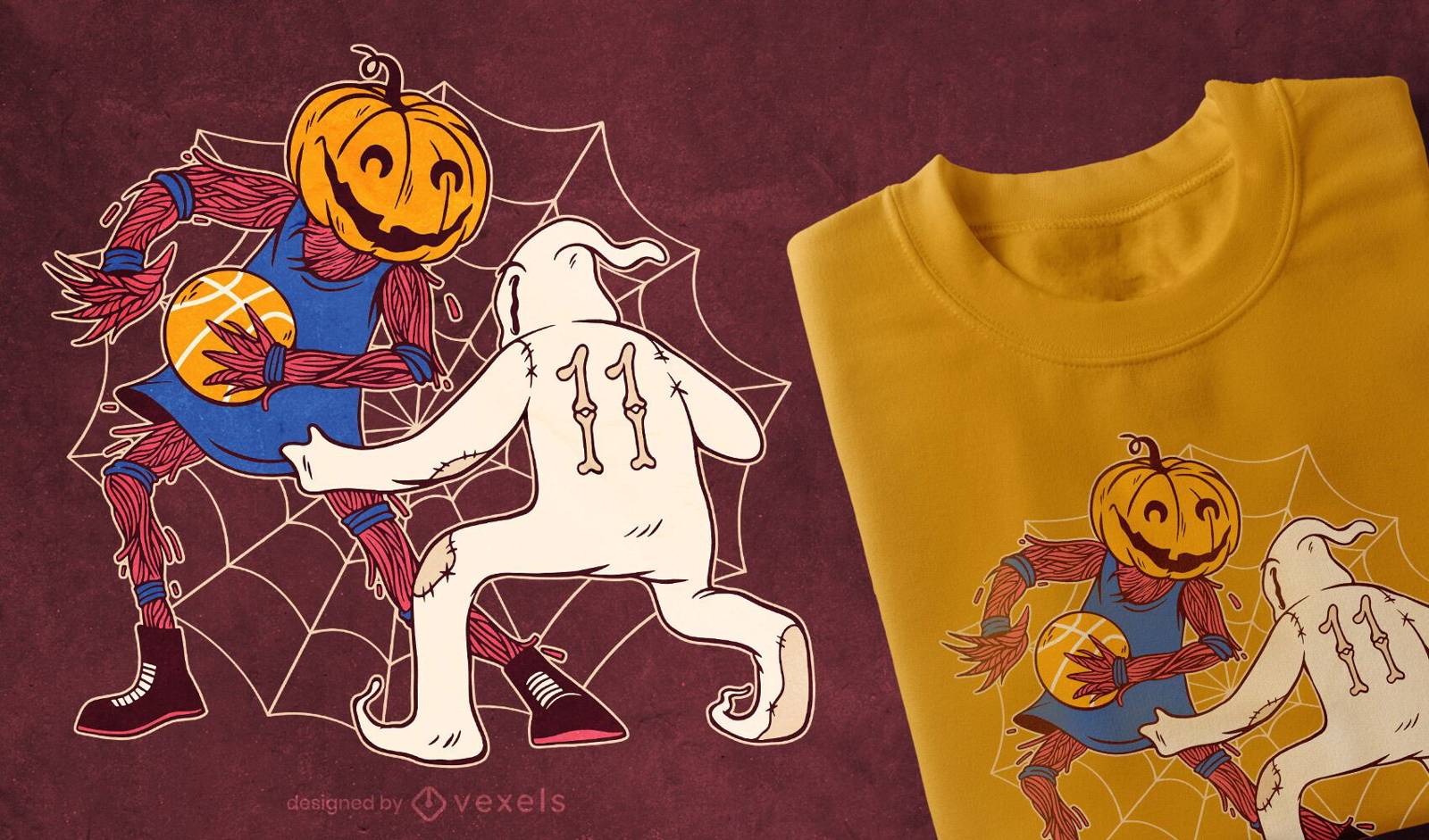 Design de camiseta de basquete de Halloween