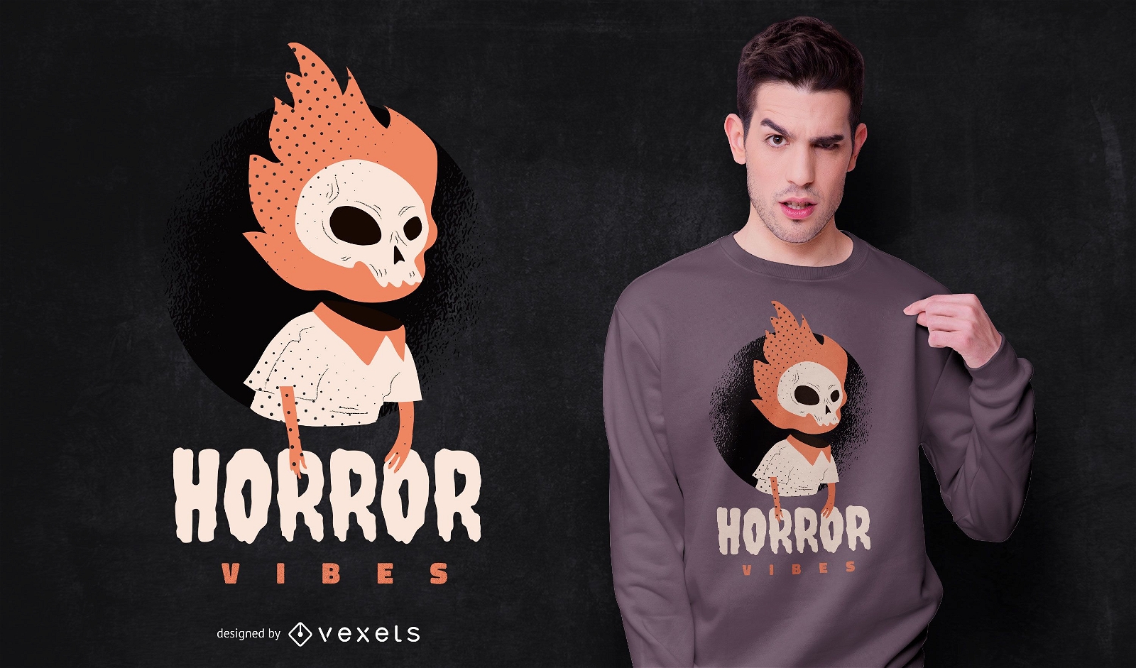 Design de t-shirt de Halloween com vibra?es de terror