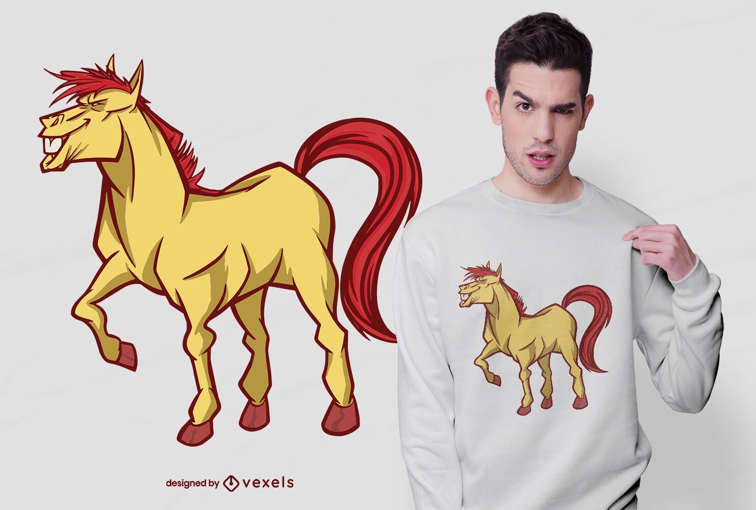 Design de camiseta de cavalo sorridente
