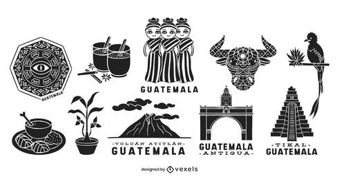 Conjunto de silueta de elementos de Guatemala Conjunto de silueta de elementos de Guatemala