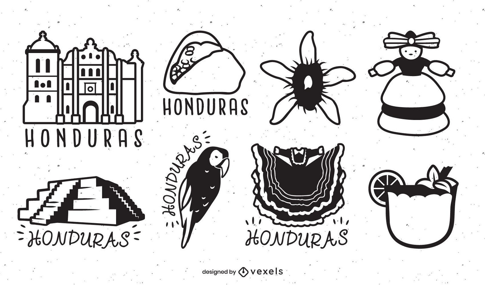 Conjunto de trazos de elementos de Honduras