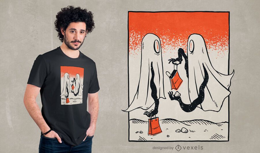 Trick or Treat Ghosts T-shirt Design Trick or Treat Ghosts T-shirt Design