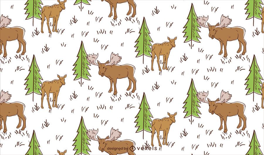 Meadow moose pattern design Meadow moose pattern design