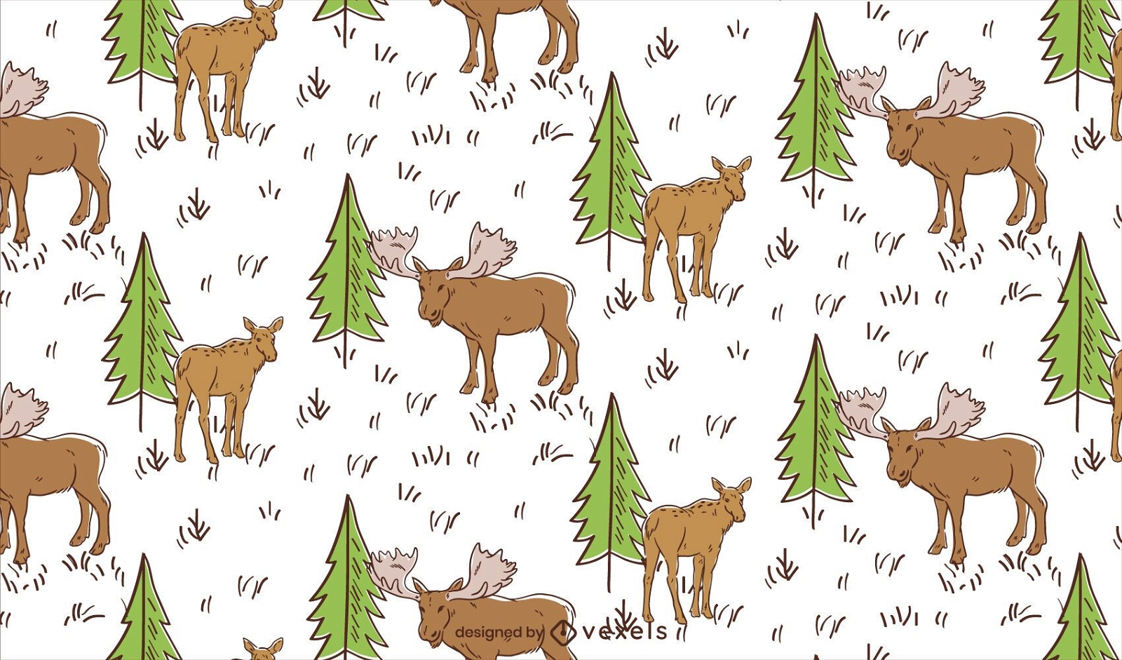 Meadow moose pattern design
