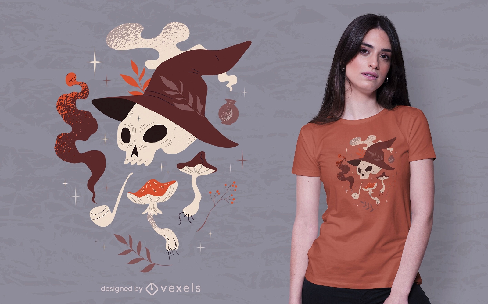 Design de camiseta com elementos brilhantes de Halloween