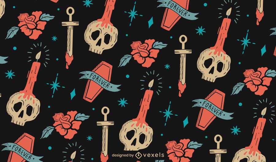Halloween Tod Elemente Muster Design Halloween Tod Elemente Muster Design