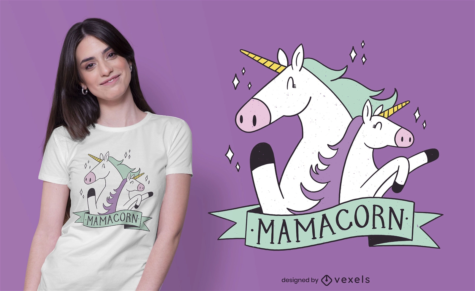 Diseño de camiseta mamá unicornio