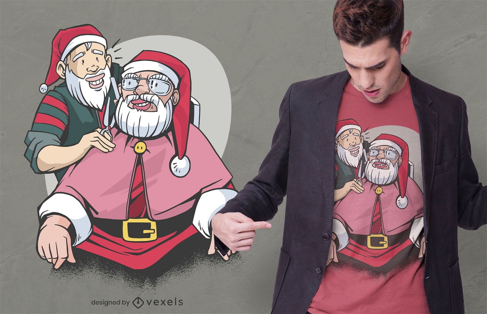 Santa Claus Friseur T-Shirt Design