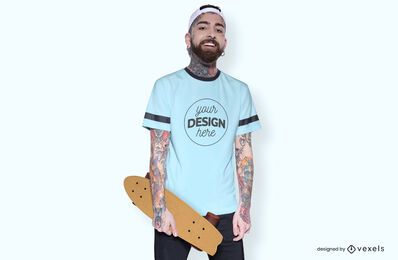 Maqueta de camiseta modelo skater
