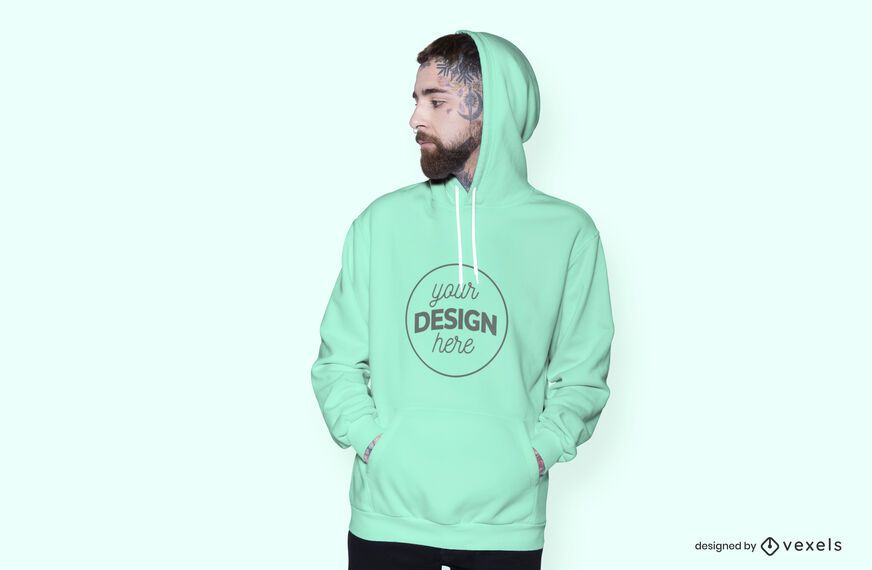 Männliches Modell Hoodie Mockup Design Männliches Modell Hoodie Mockup Design