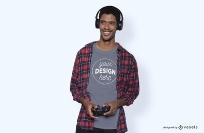 Gamer model t-shirt mockup