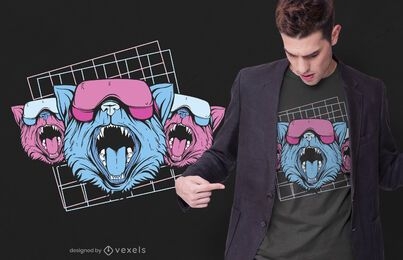 Diseño de camiseta de gatos vaporwave