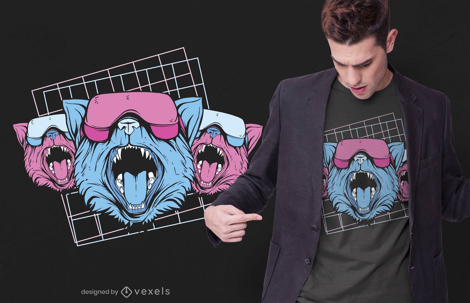 Design de camisetas para gatos Vaporwave