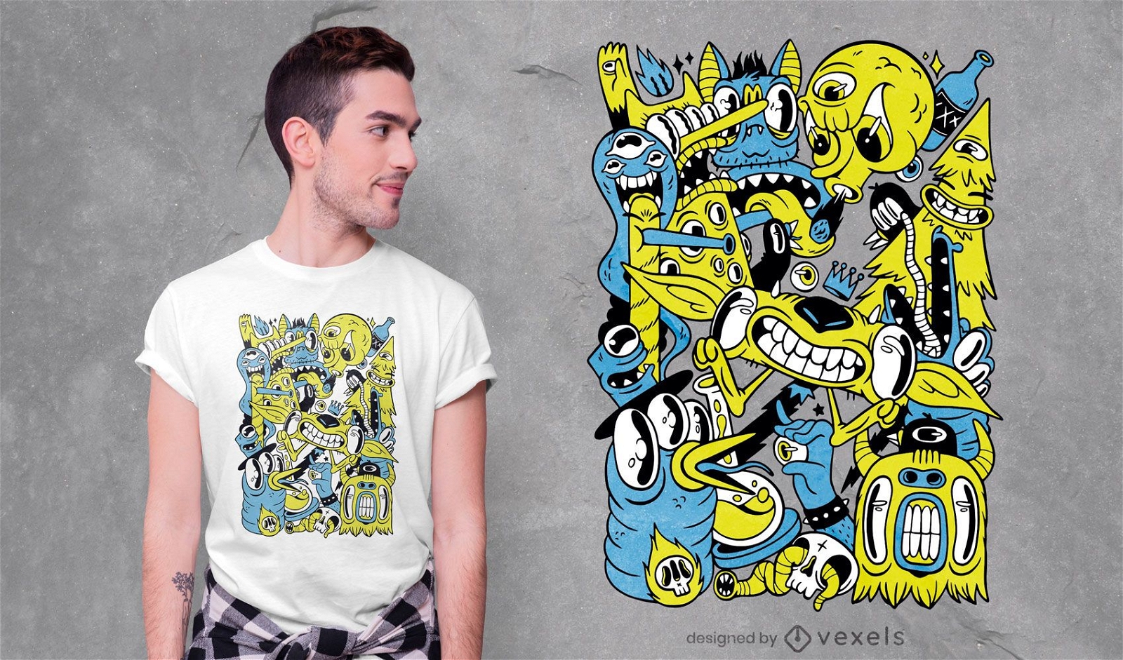 Monster collage t-shirt design