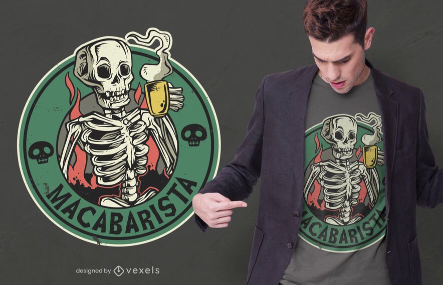Macabre barista t-shirt design Macabre barista t-shirt design