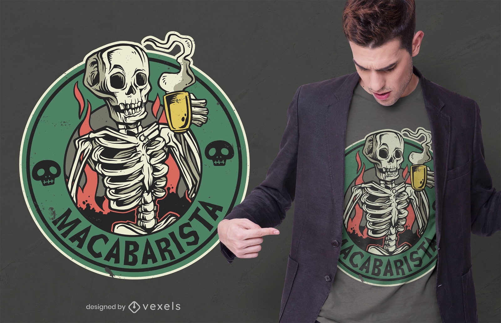 Macabre barista t-shirt design