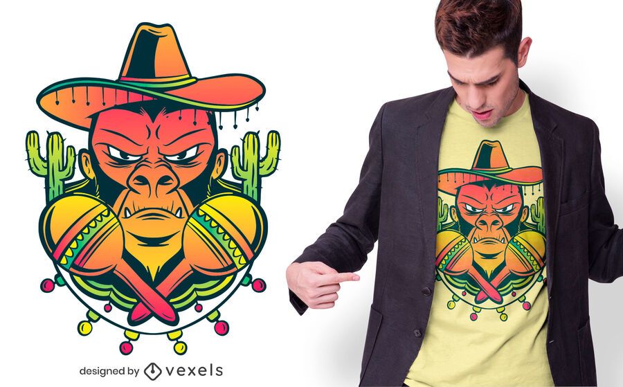 Mexican gorilla t-shirt design Mexican gorilla t-shirt design