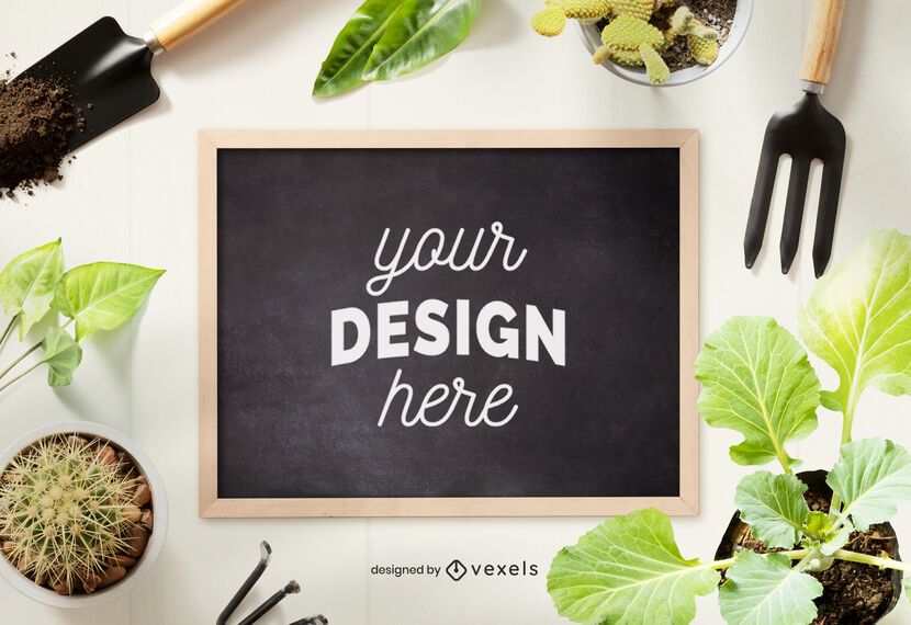 Gardening blackboard mockup composition Gardening blackboard mockup composition