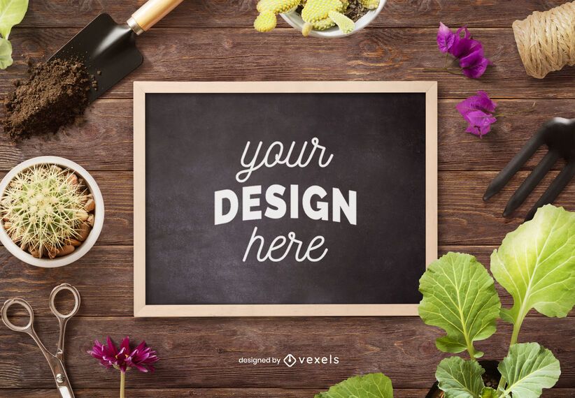 Gardening chalkboard mockup composition Gardening chalkboard mockup composition
